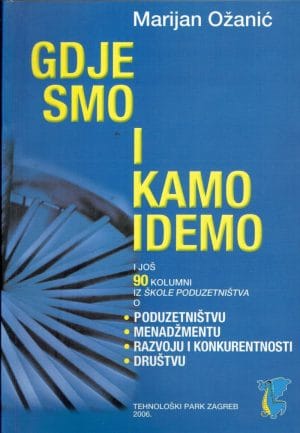 Naslovnica knjige GDJE SMO I KAMO IDEMO: Plus- 90 kolumni iz «Škole poduzetništva» o poduzetništvu, menadžmentu, razvoju i konkurentnosti, društvu