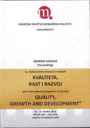 Naslovnica knjige KVALITETA, RAST I RAZVOJ, zbornik radova: 15. Međunarodni Simpozij o kvaliteti