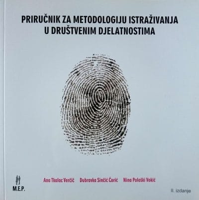 Naslovnica knjige PRIRUČNIK ZA METODOLOGIJU ISTRAŽIVANJA U DRUŠTVENIM DJELATNOSTIMA: Kako osmisliti, provesti i opisati znanstveno ili stručno istraživanje