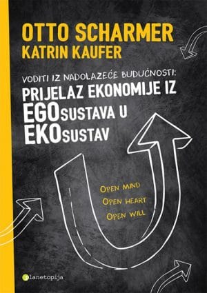 Naslovnica knjige PRIJELAZ EKONOMIJE IZ EGOSUSTAVA U EKOSUSTAV: Voditi iz nadolazeće budućnosti - Katrin Kaufer, Otto Scharmer