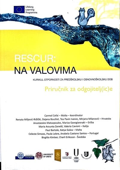 Rescur_MEP Naslovnica knjige RESCUR: NA VALOVIMA - KURIKUL OTPORNOSTI ZA PREDŠKOLSKU I OSNOVNOŠKOLSKU DOB: Priručnik za odgojitelj(ic)e - Dejana Bouillet, Mirjana