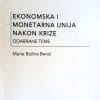 Naslovnica knjige EKONOMSKA I MONETARNA UNIJA NAKON KRIZE: Odabrane teme - Marta Božina Beroš