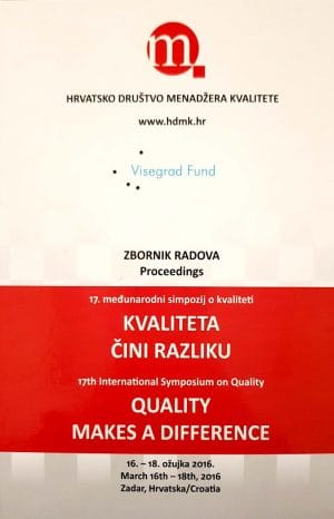 Naslovnica knjige KVALITETA ČINI RAZLIKU, zbornik radova: 17. međunarodni simpozij o kvaliteti