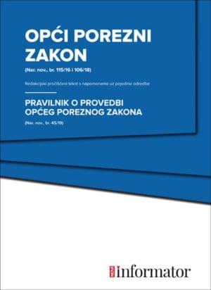 Naslovnica knjige OPĆI POREZNI ZAKON / PRAVILNIK O PROVEDBI OPĆEG POREZNOG ZAKONA