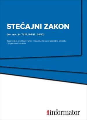 Naslovnica knjige STEČAJNI ZAKON: Redakcijski pročišćeni tekst s napomenama uz pojedine odredbe i pojmovnim kazalom - Marijana Petković