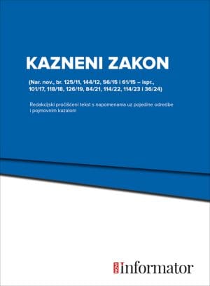 Naslovnica knjige KAZNENI ZAKON: (Nar. nov., br. 125/11, 144/12, 56/15 i 61/15 – ispr., 101/17, 118/18, 126/19, 84/21, 114/22, 114/23 i 36/24) - Mladen Ivanović